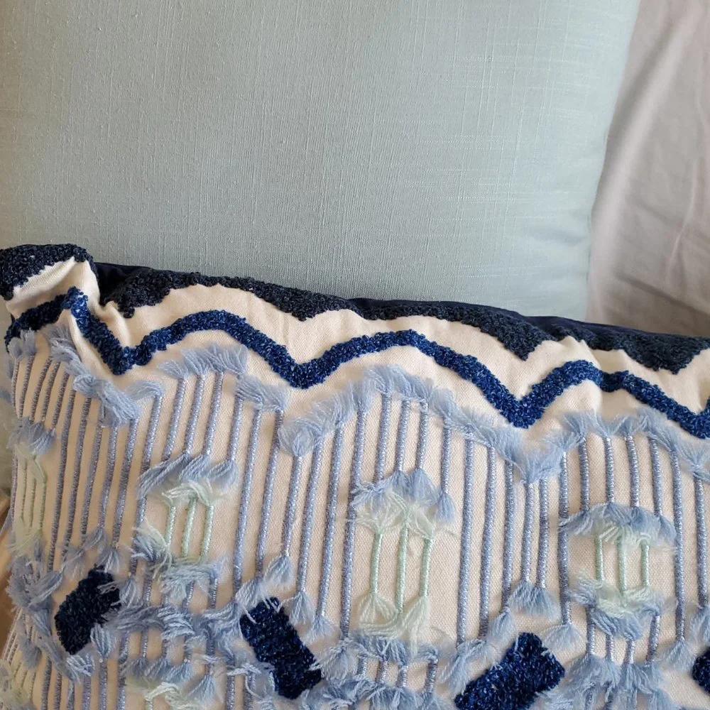 Pier 1 Blue Shaded Threads Pillow